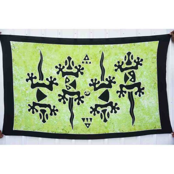 CM49 Gecko Batik Plus 38" Open Hand Painted Cover Up Midi Cardigan fit up to 5X - Picture 2 of 2